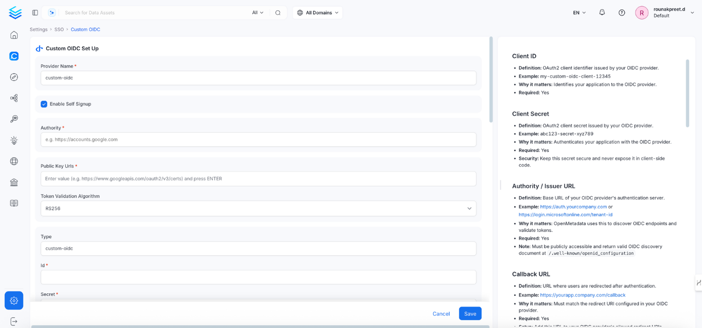 Custom OIDC Configuration