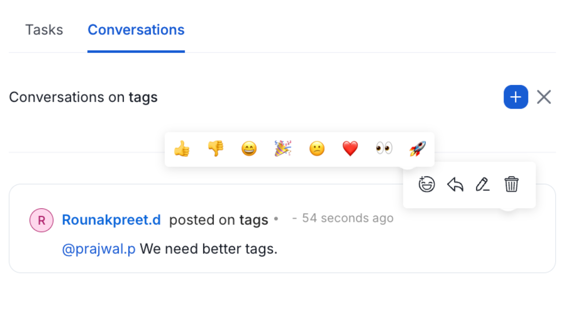 Conversation: Reply, React, Edit or Delete
