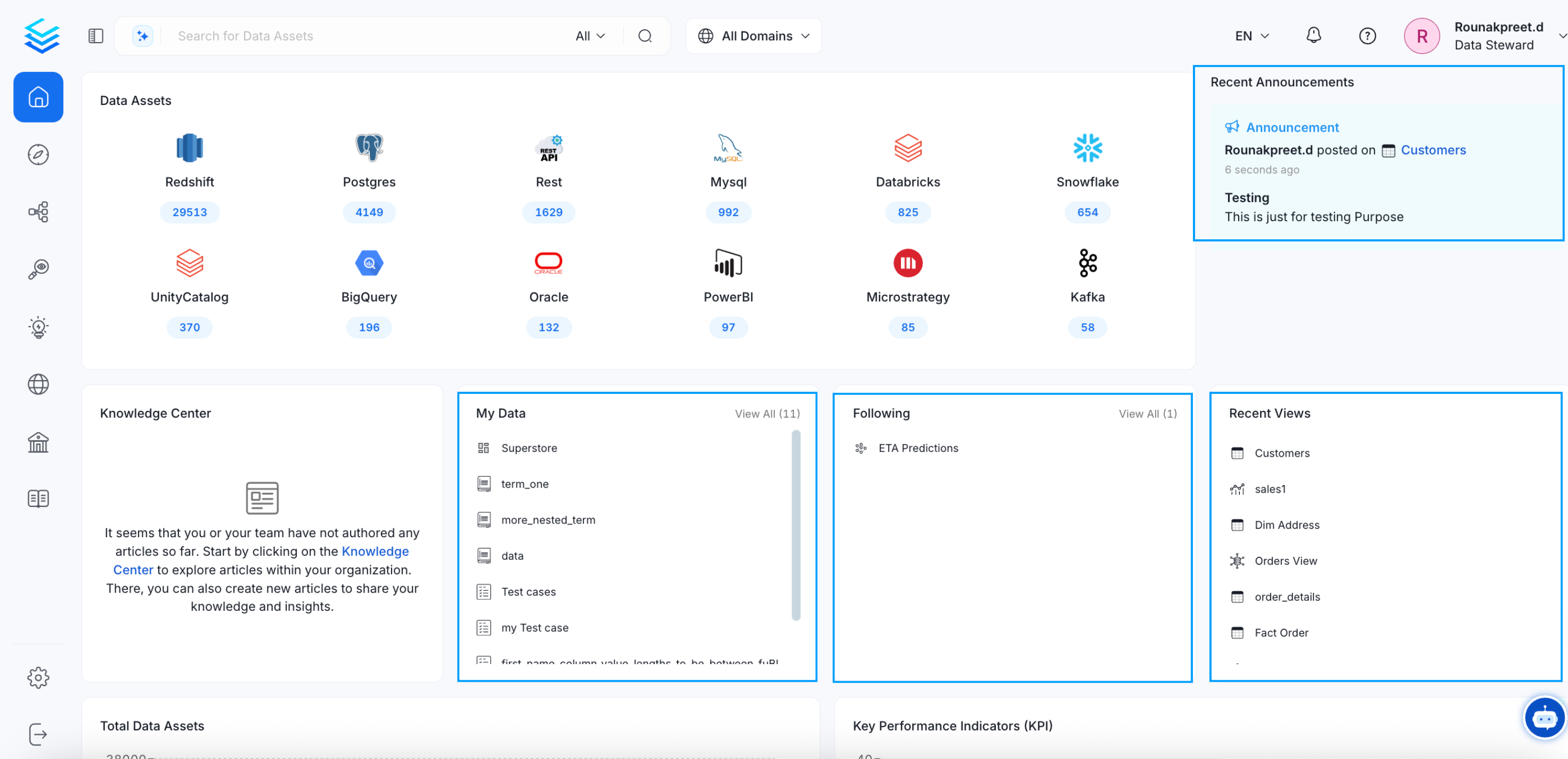 Announcements, Following, and Recent Views